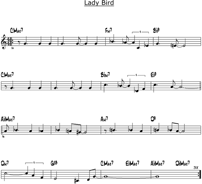 Partition Lady bird piano guitare